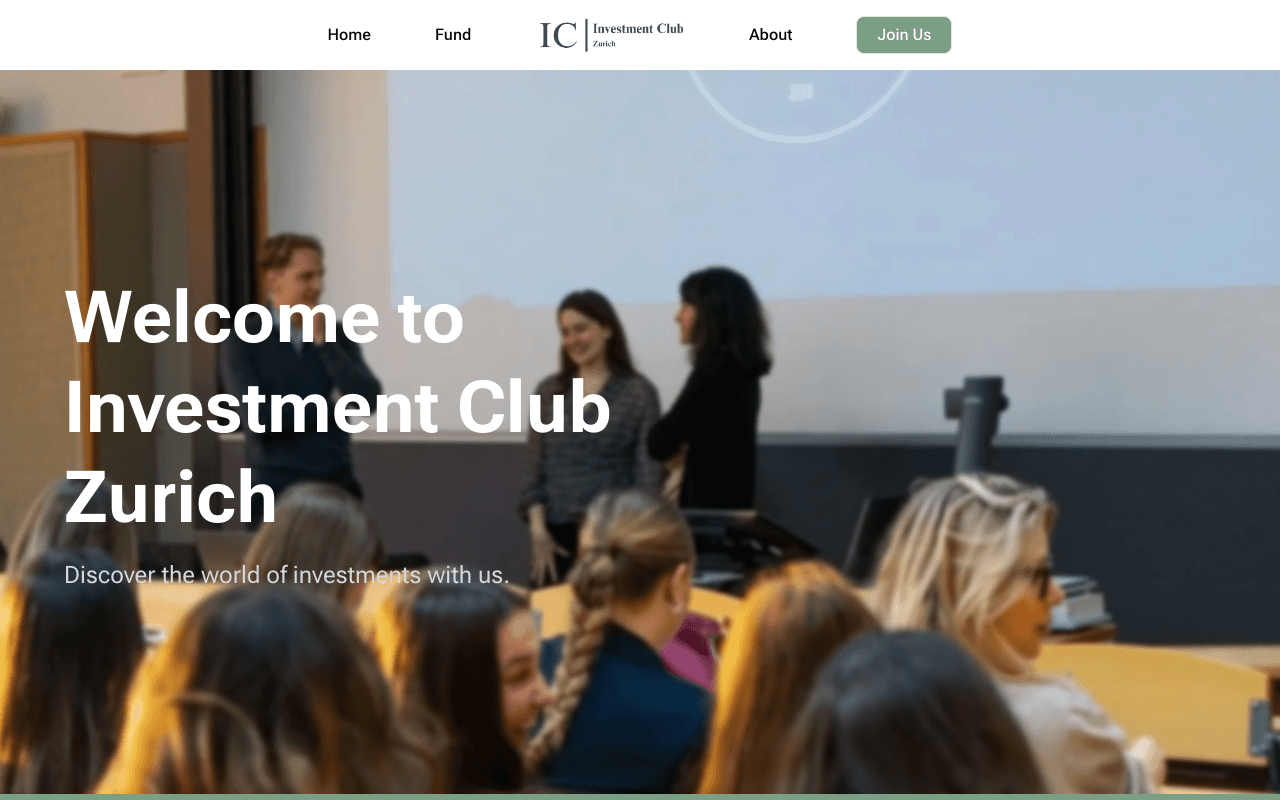 Investment Club Zürich Website Vorschau